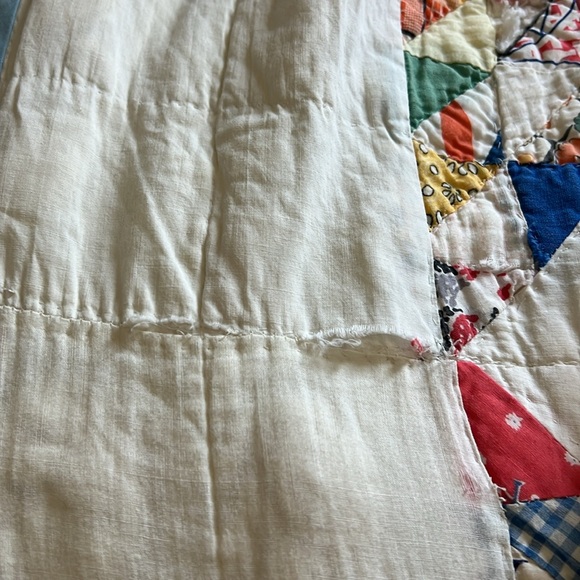 Vintage Americana Hand Quilted Patchwork Star Quilt - Multicolor - Picture 13 of 14